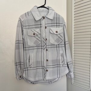 Ultra Flirt Light Gray Plaid Utility Jacket
